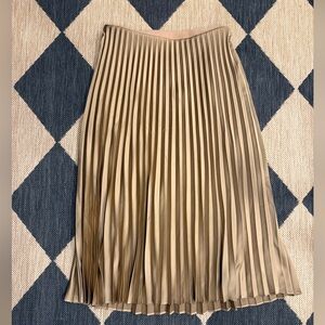 J. Crew Tan Pleated Midi Skirt